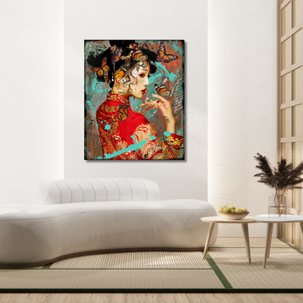 Leather dibond schilderij 'Asian Love I'