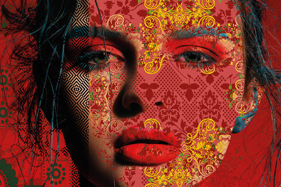 Schilderij 'Multipattern woman'