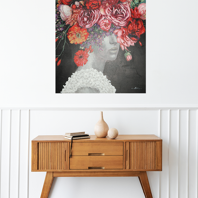 Canvas schilderij 'Rozen kapsel'