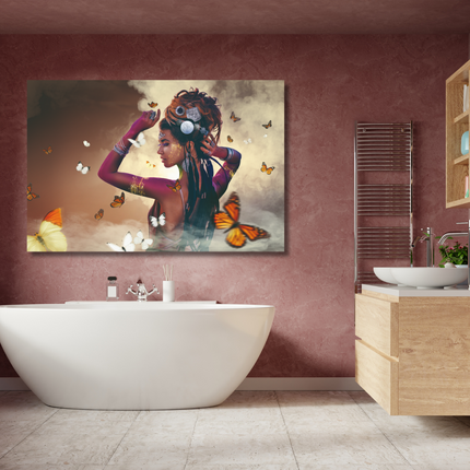 Aluart schilderij 'Woman with Butterflies'