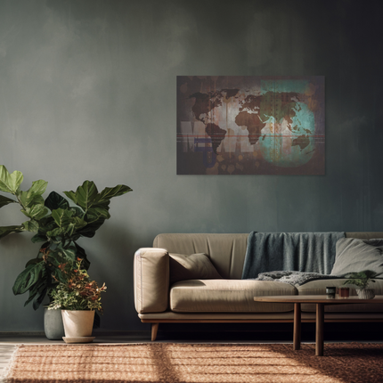 Aluart schilderij 'Vintage World Map'