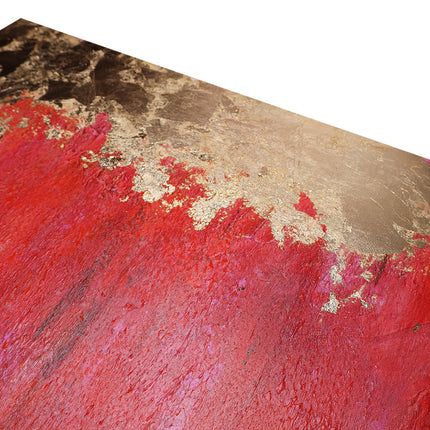 Canvas schilderij Mondiart 'Abstract rood met gouden details'