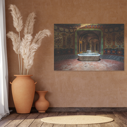Aluart schilderij 'Badkamer in verlaten kasteel 2.0'