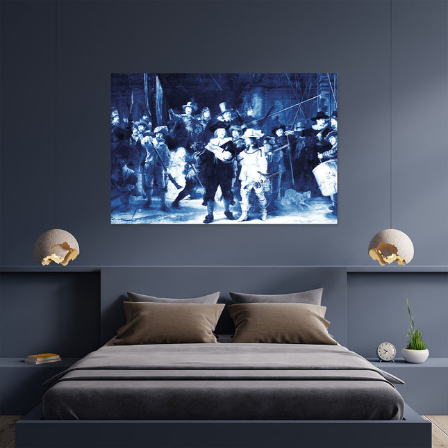Aluart schilderij 'De Nachtwacht delfstblauw'