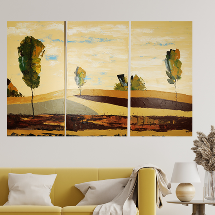 Canvas schilderij 'Drieluik landschap'