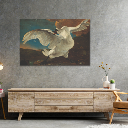 Aluart schilderij 'De bedreigde zwaan - Jan Asselijn'
