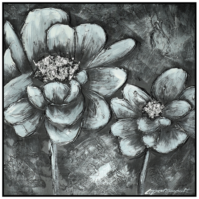 Canvas schilderij 'Two black flowers'