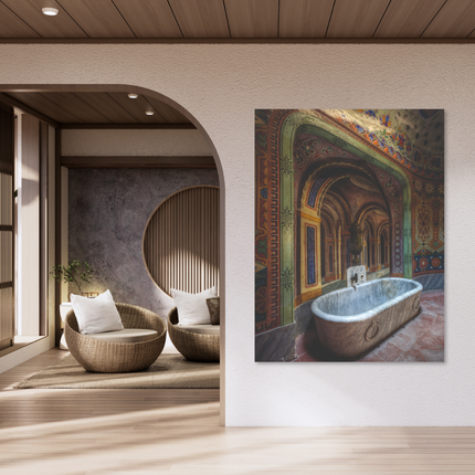 Aluart schilderij 'Badkamer in verlaten kasteel'