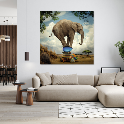 Aluart schilderij 'Balancing elephant'