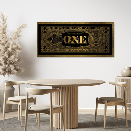 Ingelijste glasschilderij 'One Dollar'
