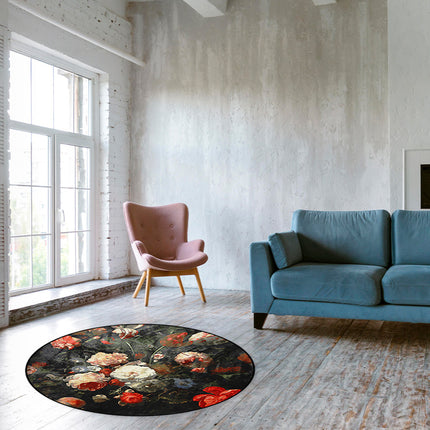 Mondiart vloerkleed 'Donkere bloemen
