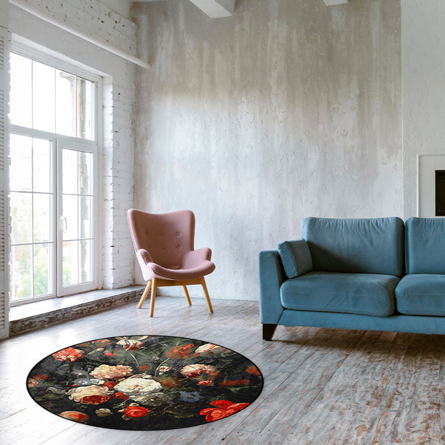 Mondiart vloerkleed 'Donkere bloemen