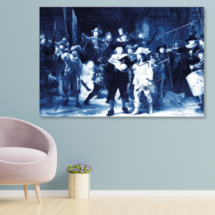 Aluart schilderij 'De Nachtwacht delfstblauw'