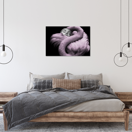 Aluart schilderij 'Vrouw met flamingo'