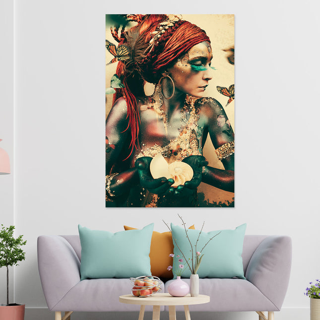 Aluart schilderij 'Woman with butterflies'