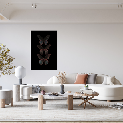 Aluart schilderij 'De Drie Zwarte Vlinders'