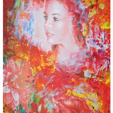 Canvas schilderij 'Kleurrijke Vrouw'