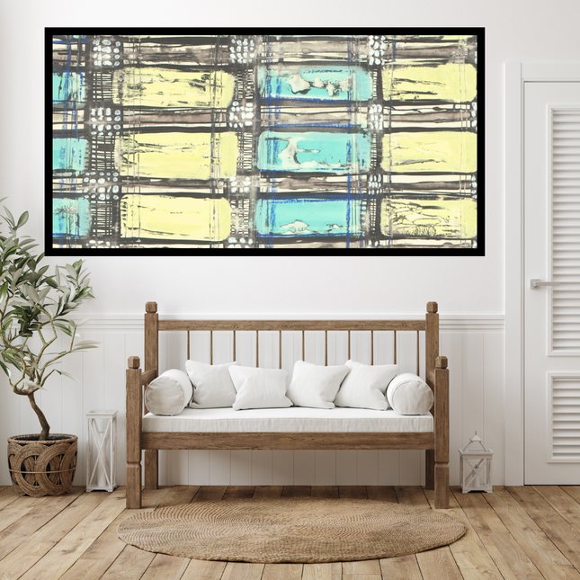 Wandkleed  'Abstracte raampjes'