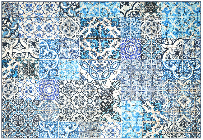 Vloerkleed 'Blauw tegelmotief'