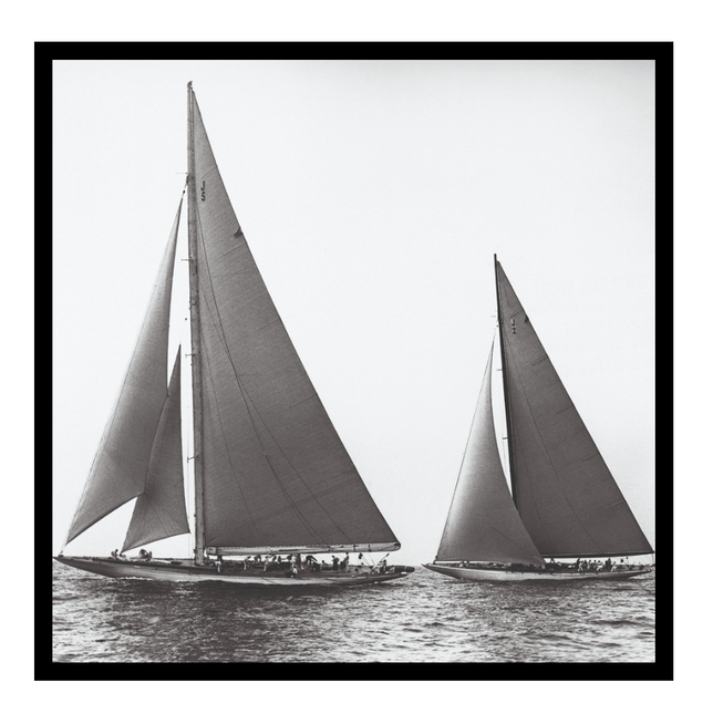 Ingelijste poster 'Sailboats in the America's Cup'