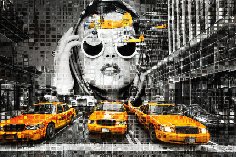 Schilderij 'Bass dreams taxi in New York