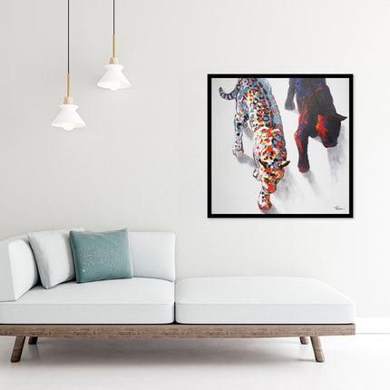 Canvas schilderij 'De gekleurde panters'