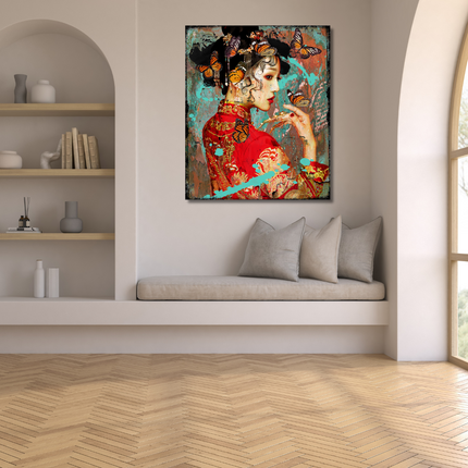 Leather dibond schilderij 'Asian Love I'