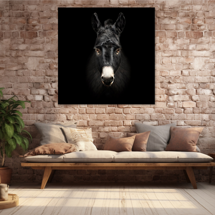 Aluart schilderij 'Ezel in zwart-wit'