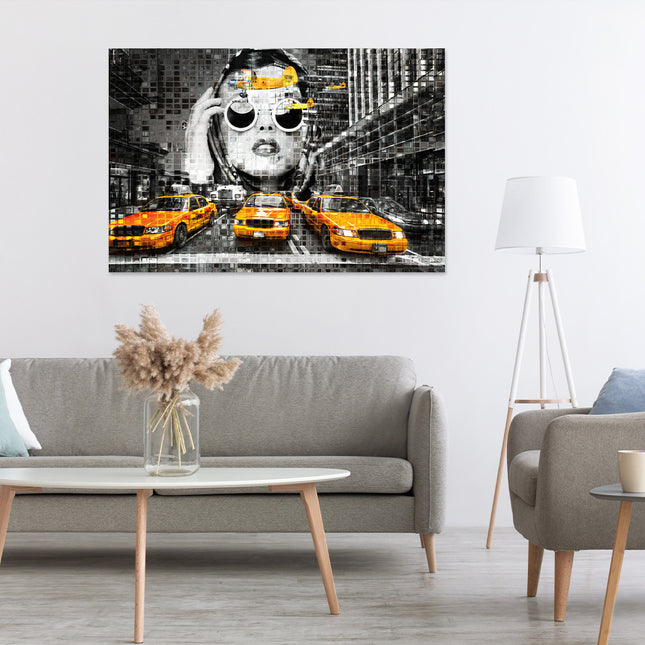 Aluart schilderij 'Bass dreams taxi in New York