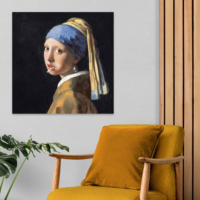 Aluart schilderij 'Lollipop Girl Vermeer'
