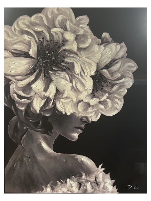 Canvas schilderij 'Bloemenpracht Dame'