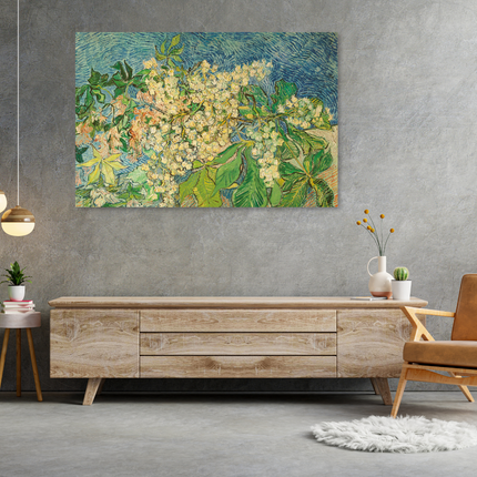 Aluart schilderij 'Bloeiende kastanjetakken - Vincent van Gogh'