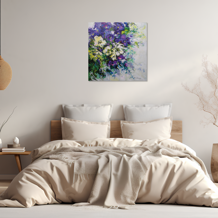 Aluart schilderij 'Paarse bloemen'