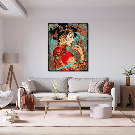 Leather dibond schilderij 'Asian Love I'