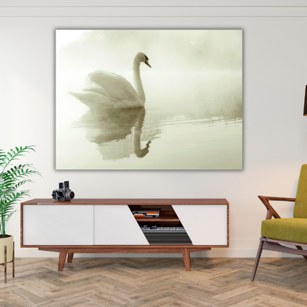 Mondiart Aluart schilderij 'Witte zwaan'