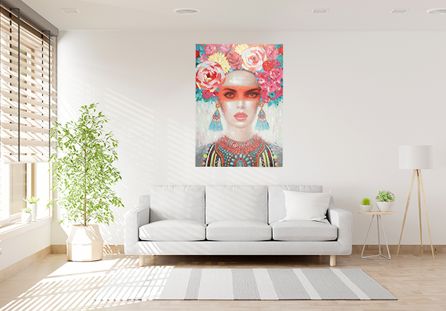 Canvas schilderij 'Bloemenkapsel roze'
