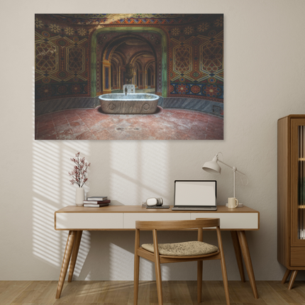 Aluart schilderij 'Badkamer in verlaten kasteel 2.0'