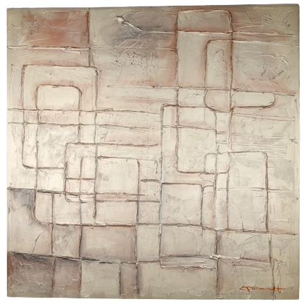 Canvas schilderij 'gouden lijnen spel'