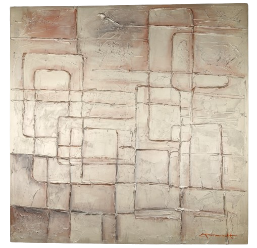 Canvas schilderij 'gouden lijnen spel'
