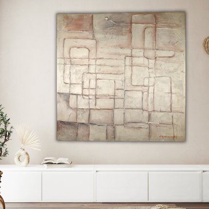 Canvas schilderij 'gouden lijnen spel'