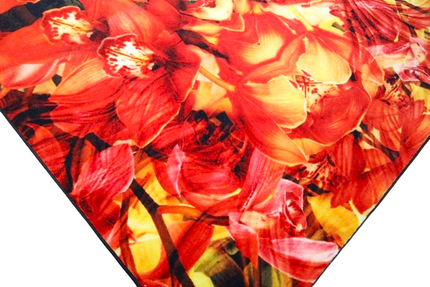 Mondiart vloerkleed 'Oranje bloemen'
