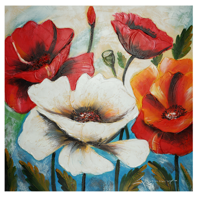Canvas schilderij 'De klaprozen'