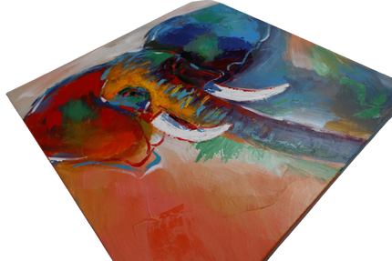 Canvas schilderij 'Meerkleurige olifant'