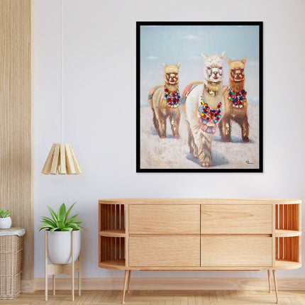 Canvas schilderij 'De drie lama's'