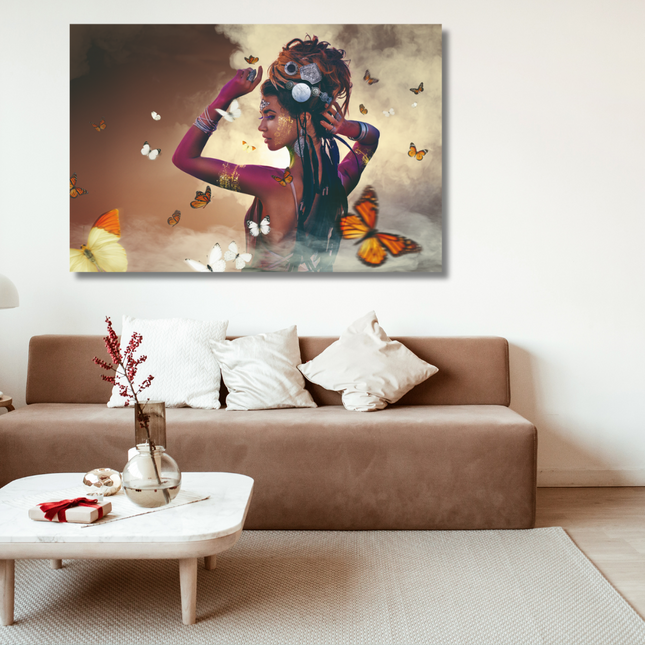 Aluart schilderij 'Woman with Butterflies'