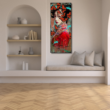 Leather dibond schilderij 'Geisha II'