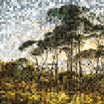 Wandkleed 'Het Italiaanse landschap' pixels