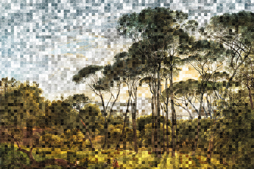 Wandkleed 'Het Italiaanse landschap' pixels