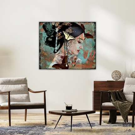 Leather dibond schilderij 'Oriental V'