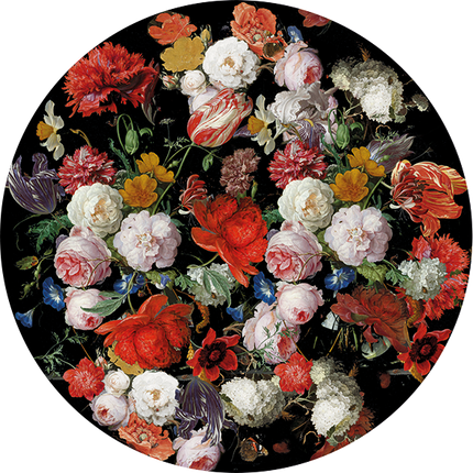 Aluart schilderij 'Vintage Bloemen Cirkel'